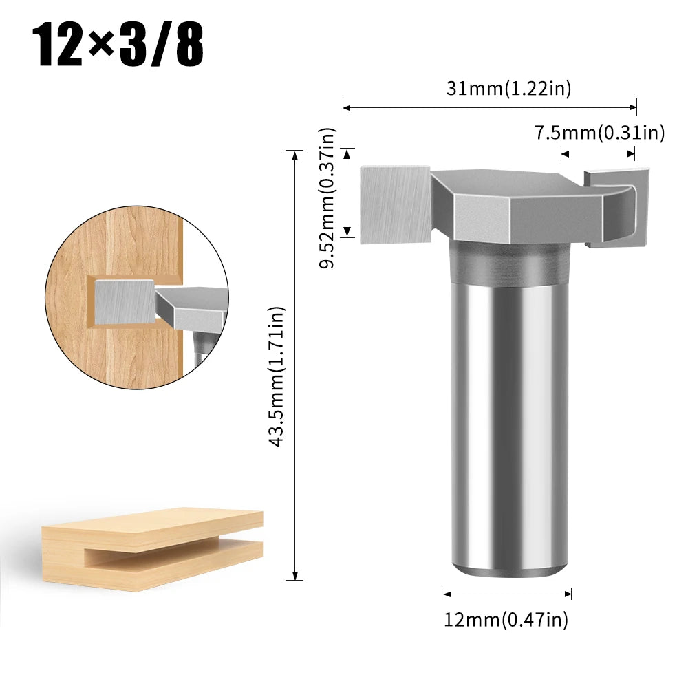 Wolframlegierung T-Cutter Router Bit 6mm 12mm Schaft Fräskopf für Holz