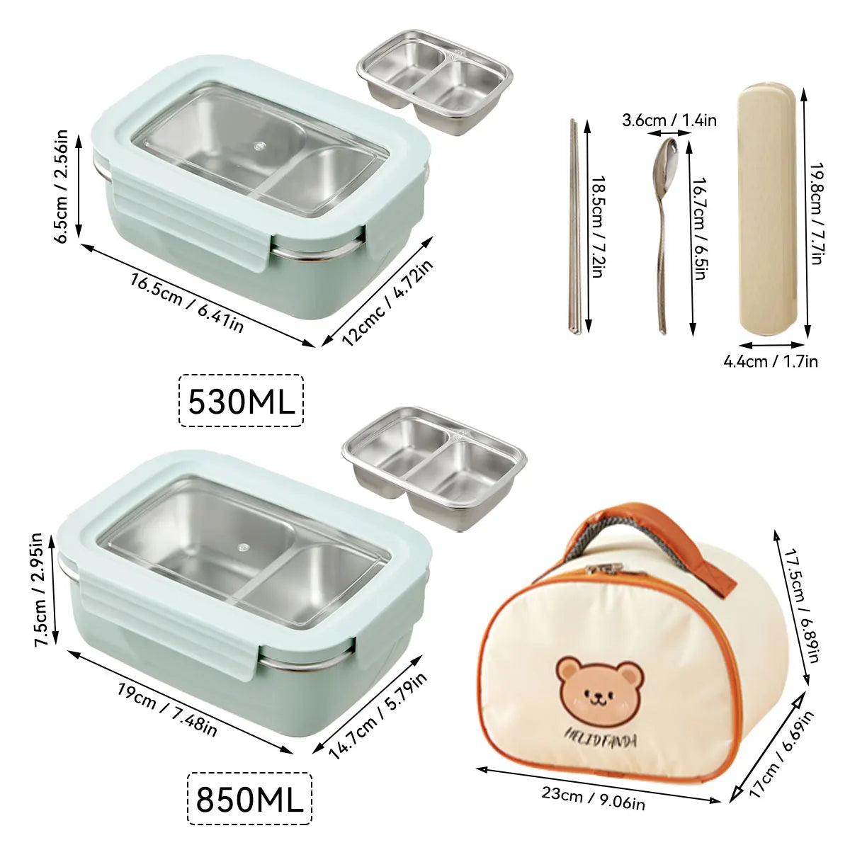 304 Edelstahl Geteilte Lunchbox – Mikrowelle, Dicht, für Schule & Büro
