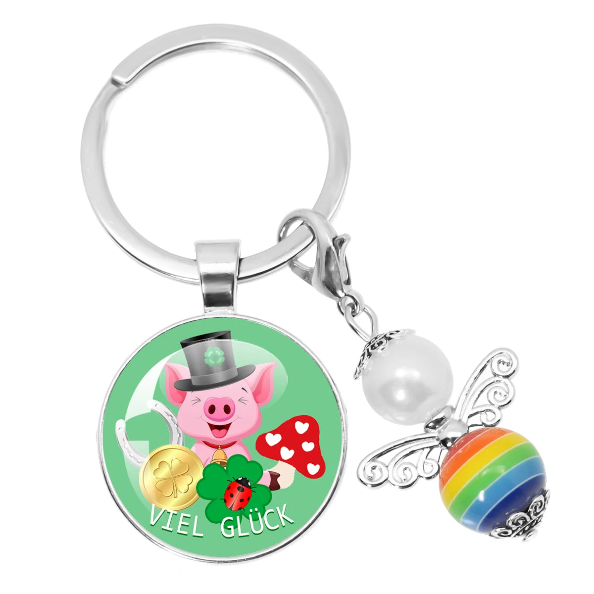 Glücksbringer Schlüsselanhänger mit vierblättrigem Kleeblatt Design