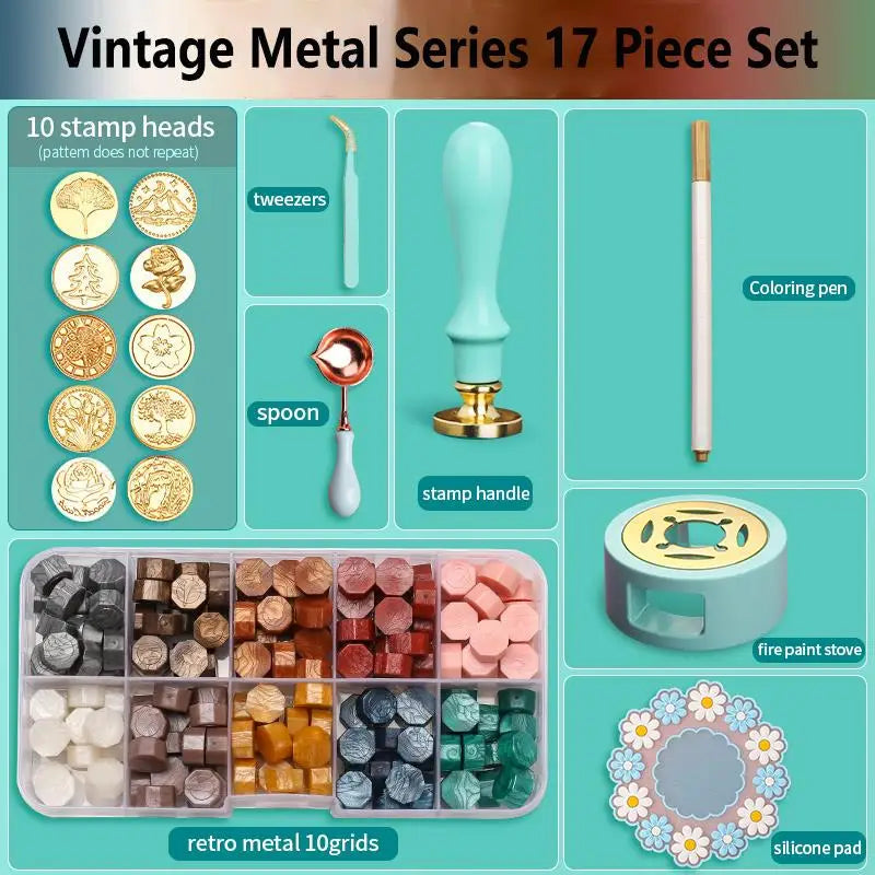 Vielseitiges Wachssiegel Stempelset aus Metall für kreative Dekoration