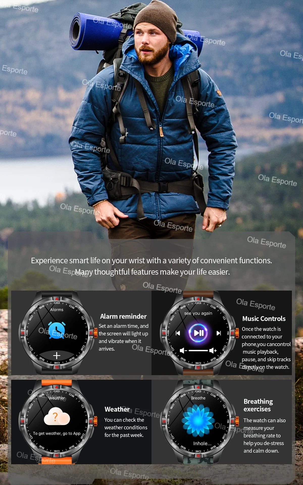 Sportliche Smartwatch mit Herzfrequenz und Gesundheitsüberwachung