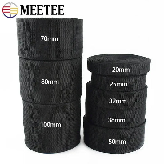 Schwarzes Nylon-Gurtband 20-100 mm für Taschen und Sicherheitsgurte