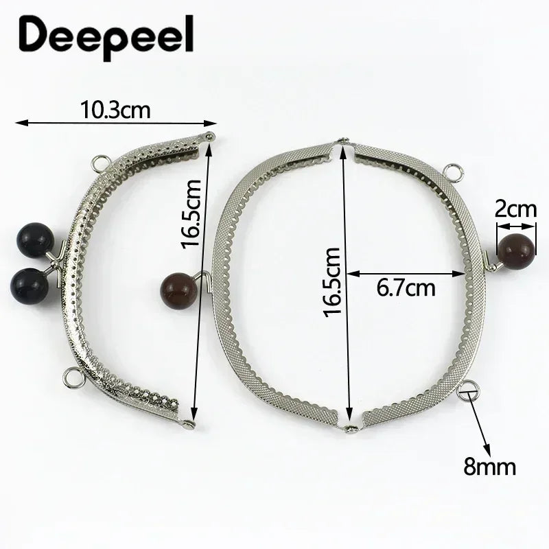 Robuster 16,5 cm Metallrahmen mit Kussverschluss - silbernem Taschengriff – DIY Set