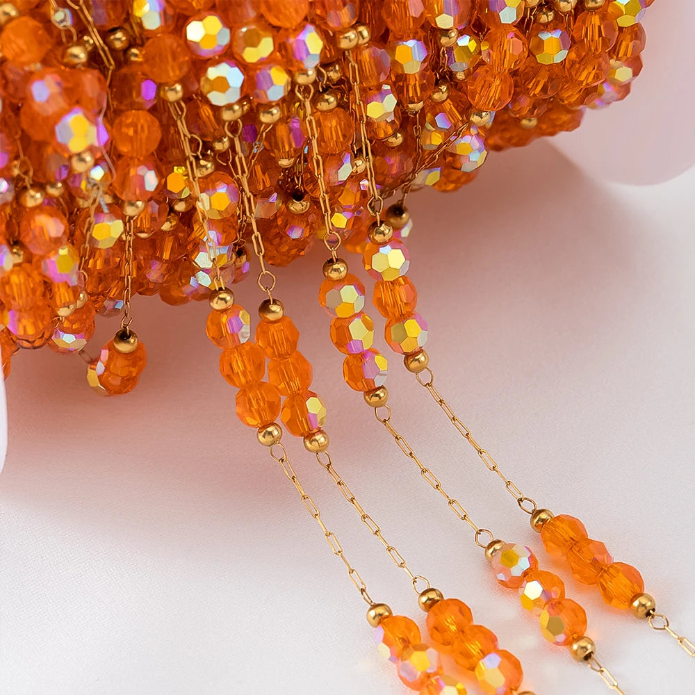 Edelstahl Perlenkette 1 Meter mit Farbverlauf für DIY Schmuck