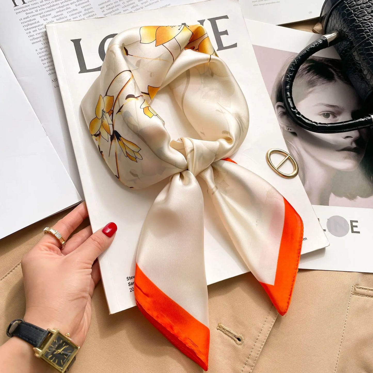 Modischer Hahnentritt Quadratschal für Damen – vielseitig tragbar