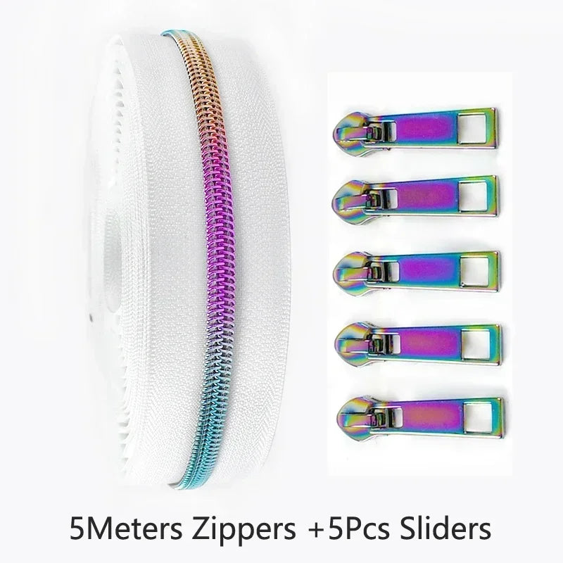 Nylon Reißverschlussband & Schieber Set 5m für Reparaturen Kleidung Taschen #5