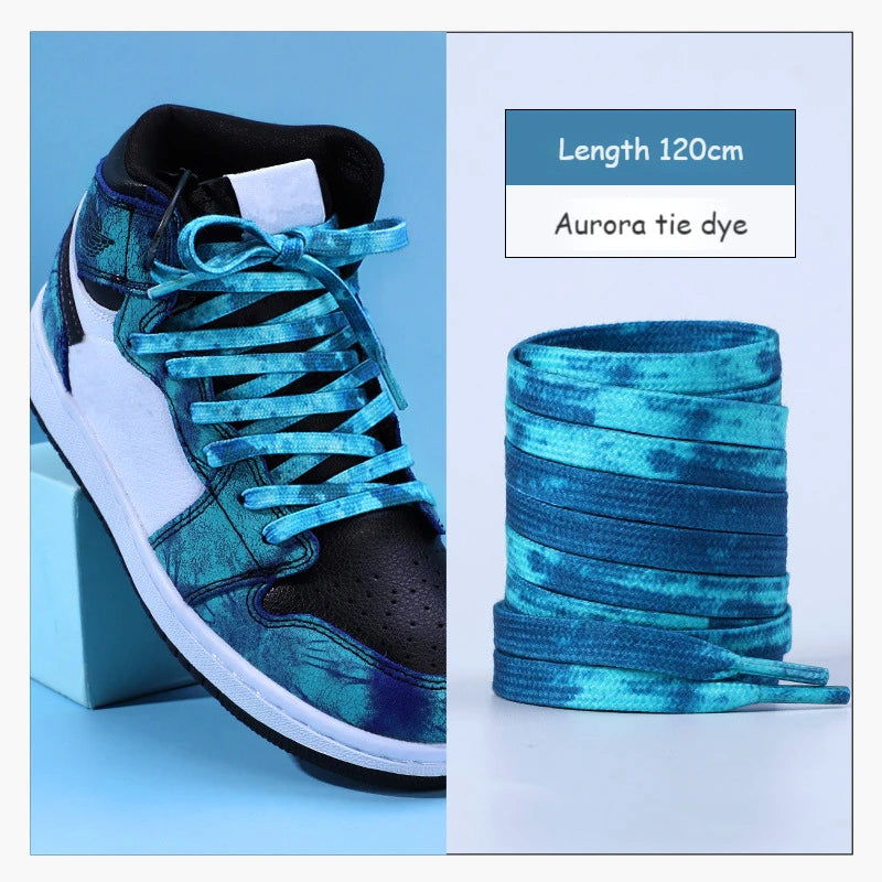 Tie Dye Schnürsenkel Flach Farbverlauf für Sportschuhe 120 140 160cm