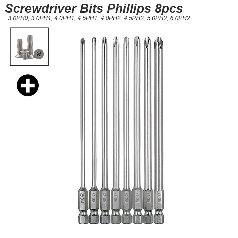 Lange magnetische Schraubendreher Bits Set 1/4 Zoll Sechskantschaft