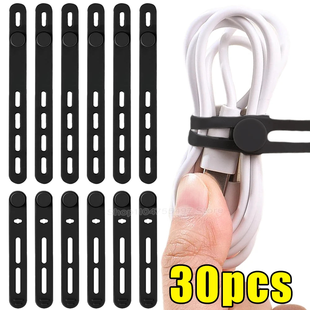 Elastische Silikon Kabelbinder 12mm Weich Verstellbar Wiederverwendbar