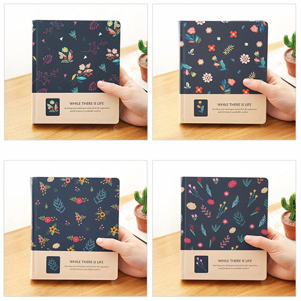 Retro-Notizbuch mit Blumenmotiv – Hardcover Tagebuch-Yabubest - Home & More