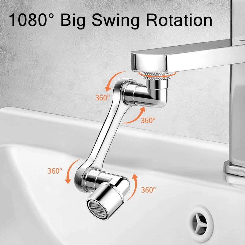 1080° Rotierender Wasserhahnbelüfter Sprühaufsatz mit 2 Wassermodi Küche Bad