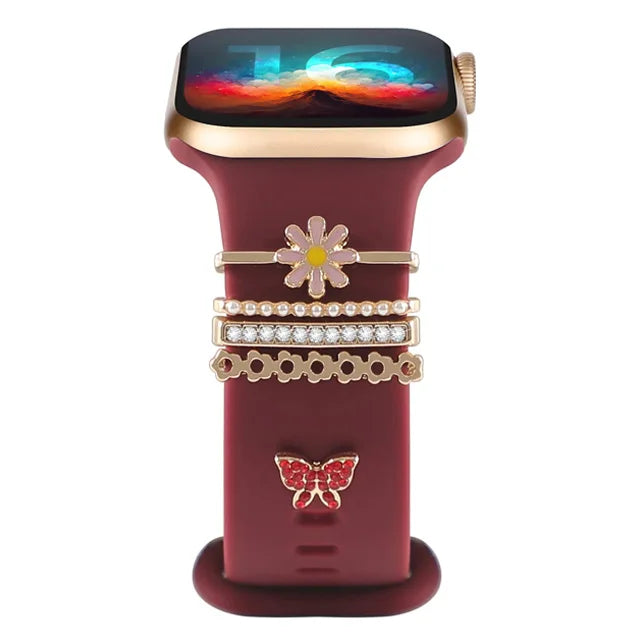 Dekoration für Apple Watch Band Ultra2 10 9 8 Diamant Schmuck Armband Zubehör für Samsung/Huawei Uhr 20/22mm Armband Charms-Yabubest - Home & More