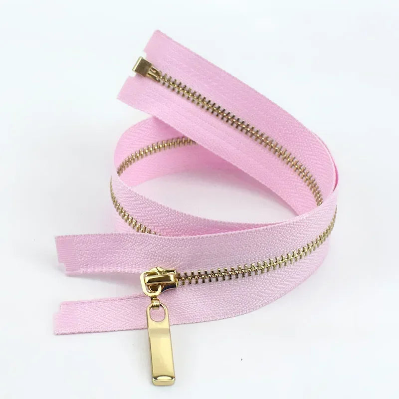 Metall Reißverschluss goldene Zähne offen 40-70cm für Taschen Jacken Kleidung