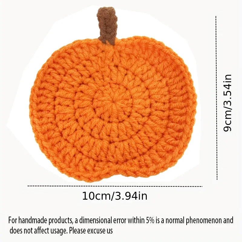 4-teiliges handgewebtes Kürbis-Untersetzer-Set für Herbstdekoration