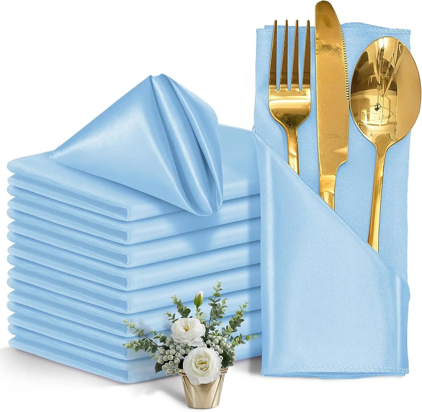 12 rote Satin Servietten 30x30 cm waschbar seidig weich für Event Deko