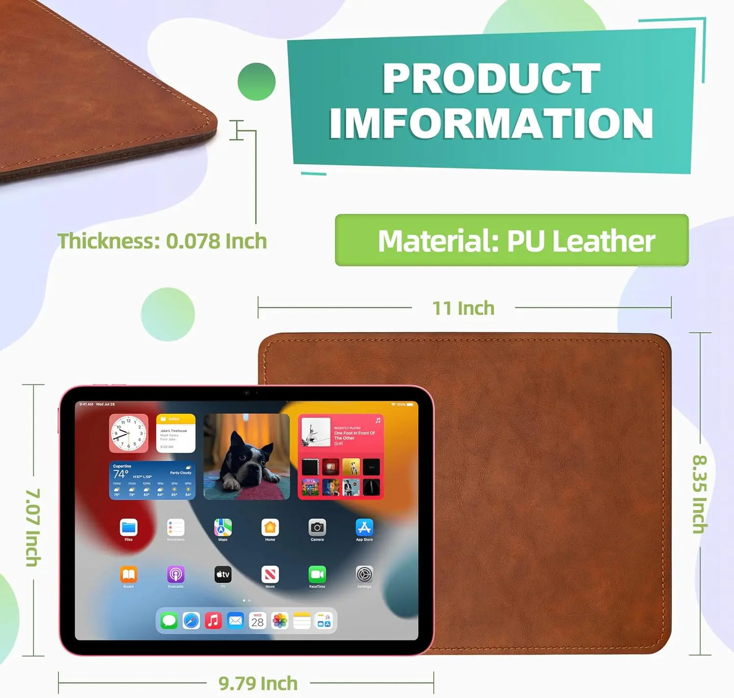 2er Set Leder-Mauspads mit genähtem Rand für komfortables Arbeiten