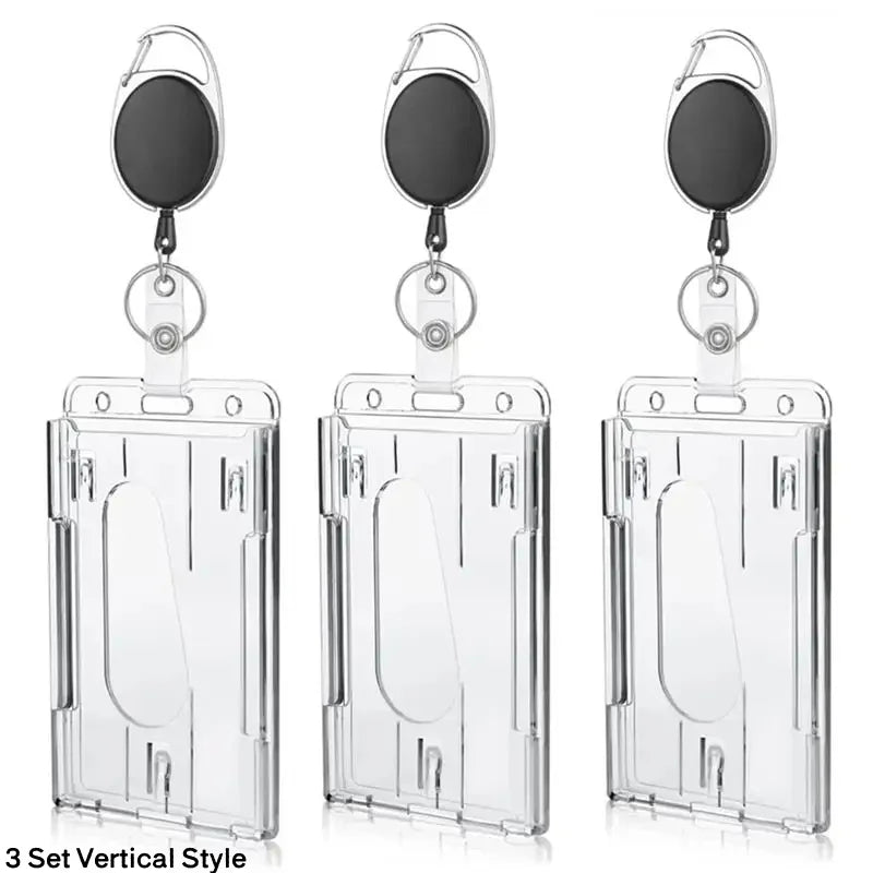 Transparenter Ausweishalter mit Doppelkarten-Slots und Rollclip