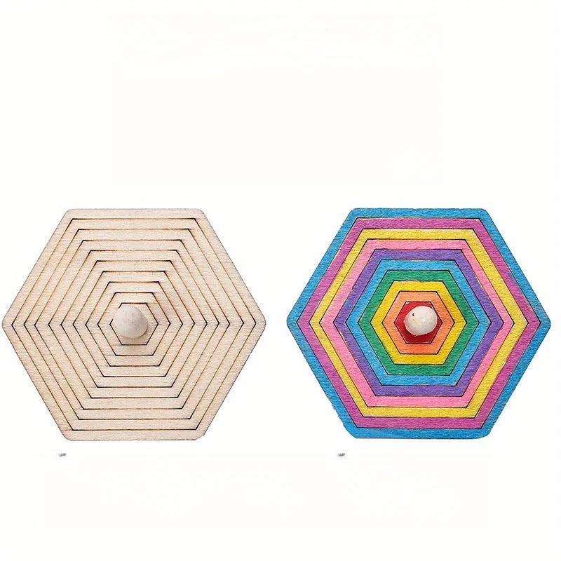 16-teiliges Holz-Kreisel Bastelset zum Malen und kreativen Gestalten