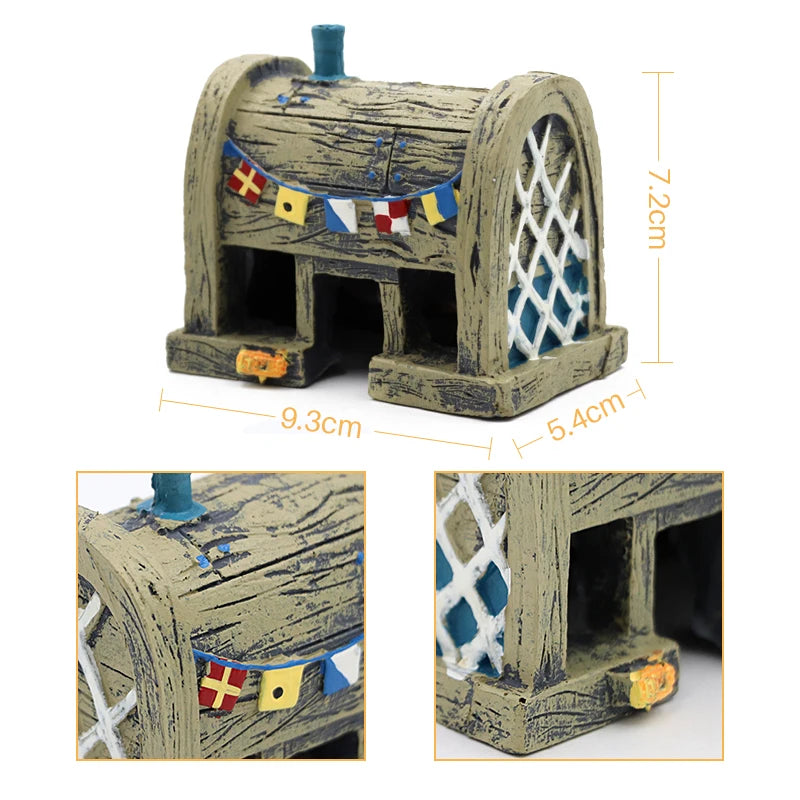 Aquarium Deko Figuren Harz – Ananas Haus Höhle Fass Cartoon Stil