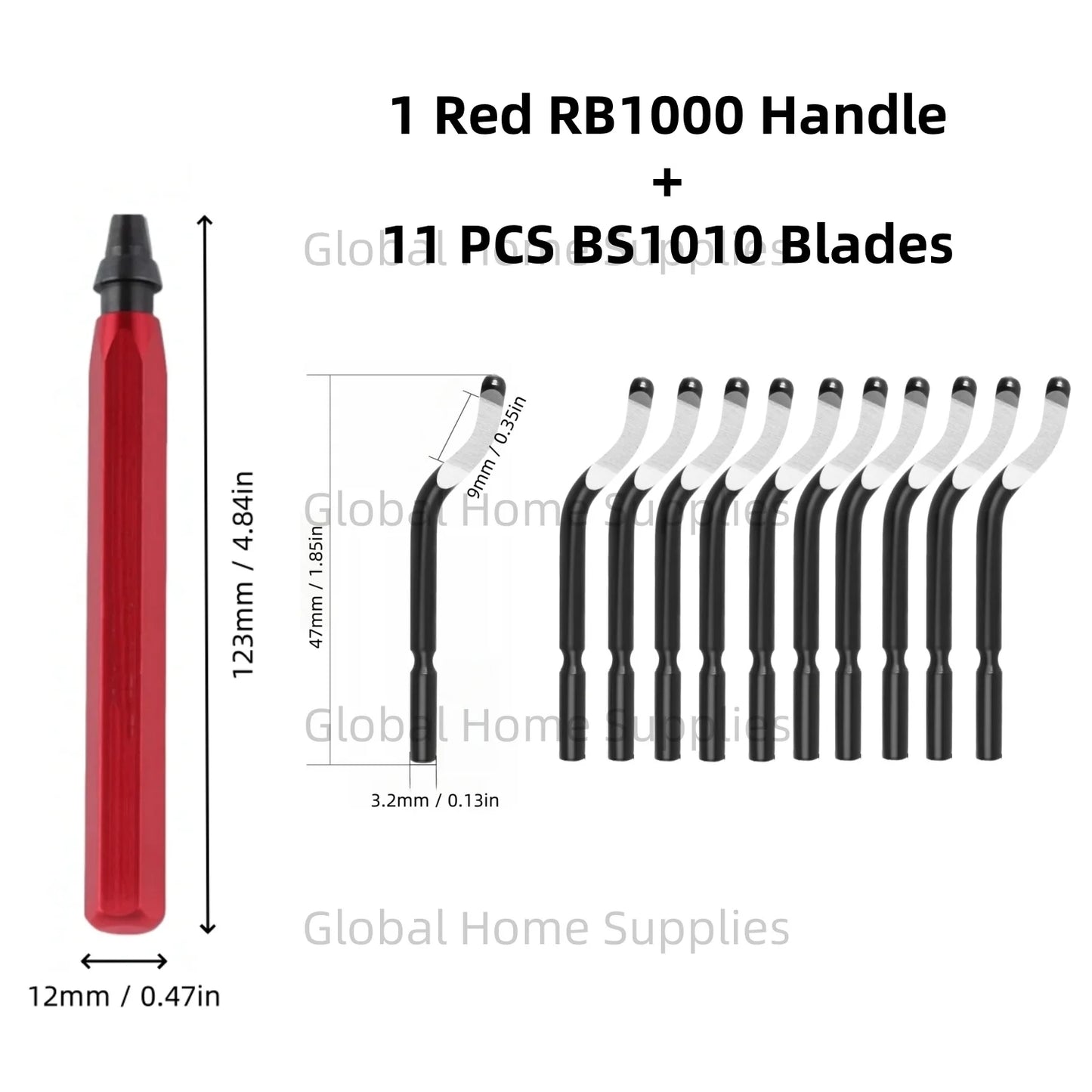 Entgratungswerkzeug Set RB1000 mit 1 oder 11 Schnellarbeitsstahl-Schwenkklingen