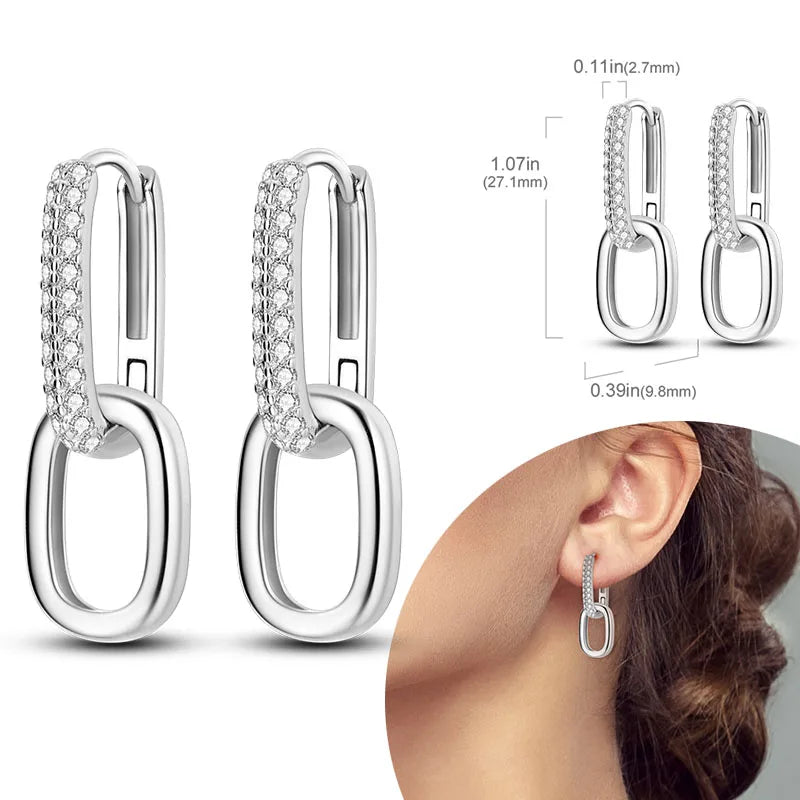 925 Sterling Silber Creolen mit Zirkonia Wassertropfen für Damen
