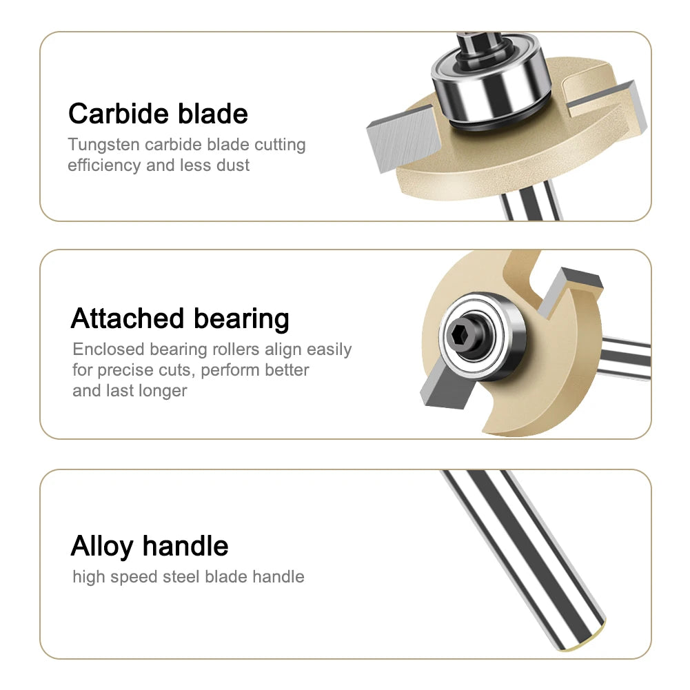 6 mm 1/4 Zoll Schaft T-Nut-Fräser mit Lager für Holzverarbeitung