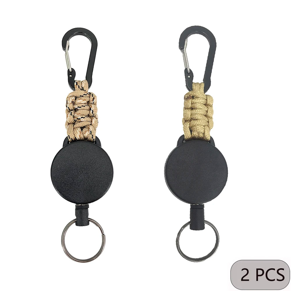 Einziehbarer Schlüsselanhänger mit Karabiner Outdoor Diebstahlschutz