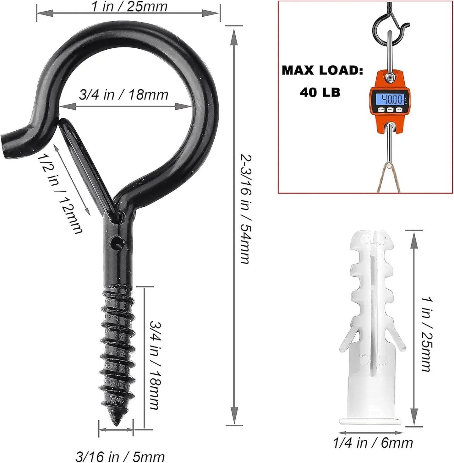 20er Set Robuste Schraubhaken 5.6cm für Pflanzen Lichterketten