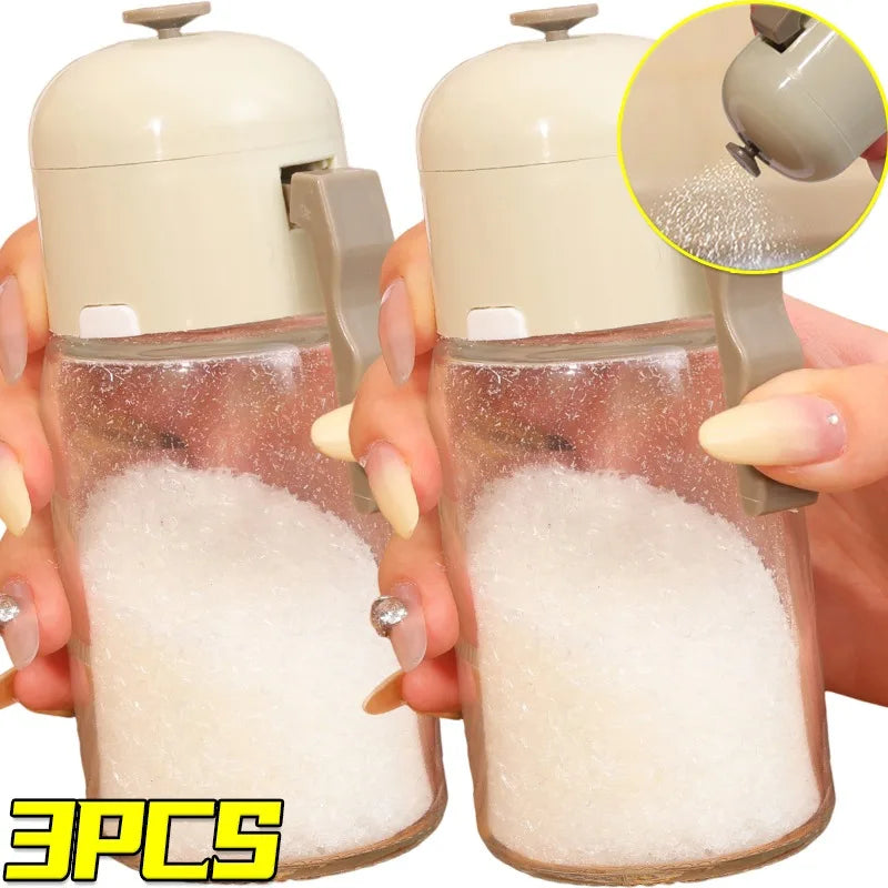 Glas Gewürzflasche mit Push-Salzspender 7x7x14cm Pfefferstreuer Küche