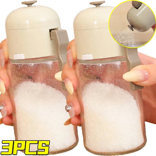 Glas Gewürzflasche mit Push-Salzspender 7x7x14cm Pfefferstreuer Küche