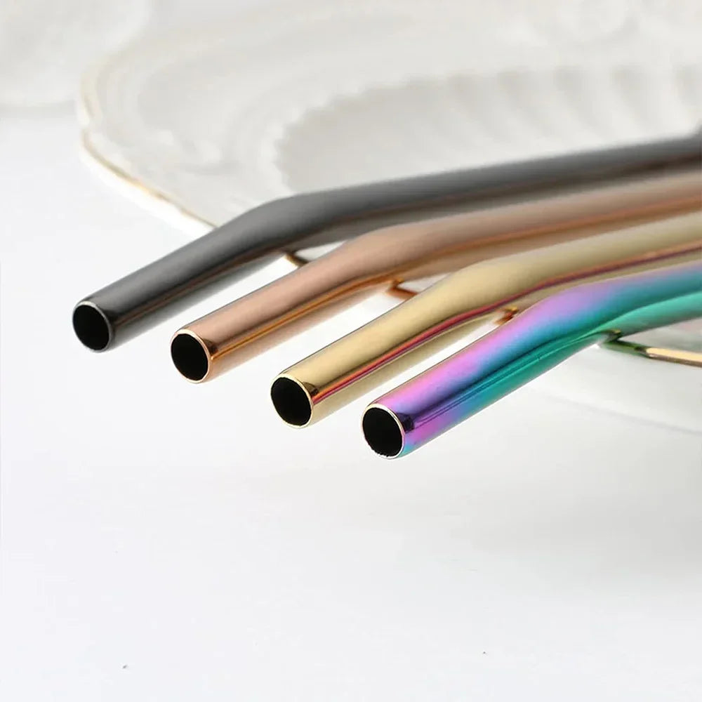 Bunte wiederverwendbare Edelstahl Trinkhalme mit integriertem Filter