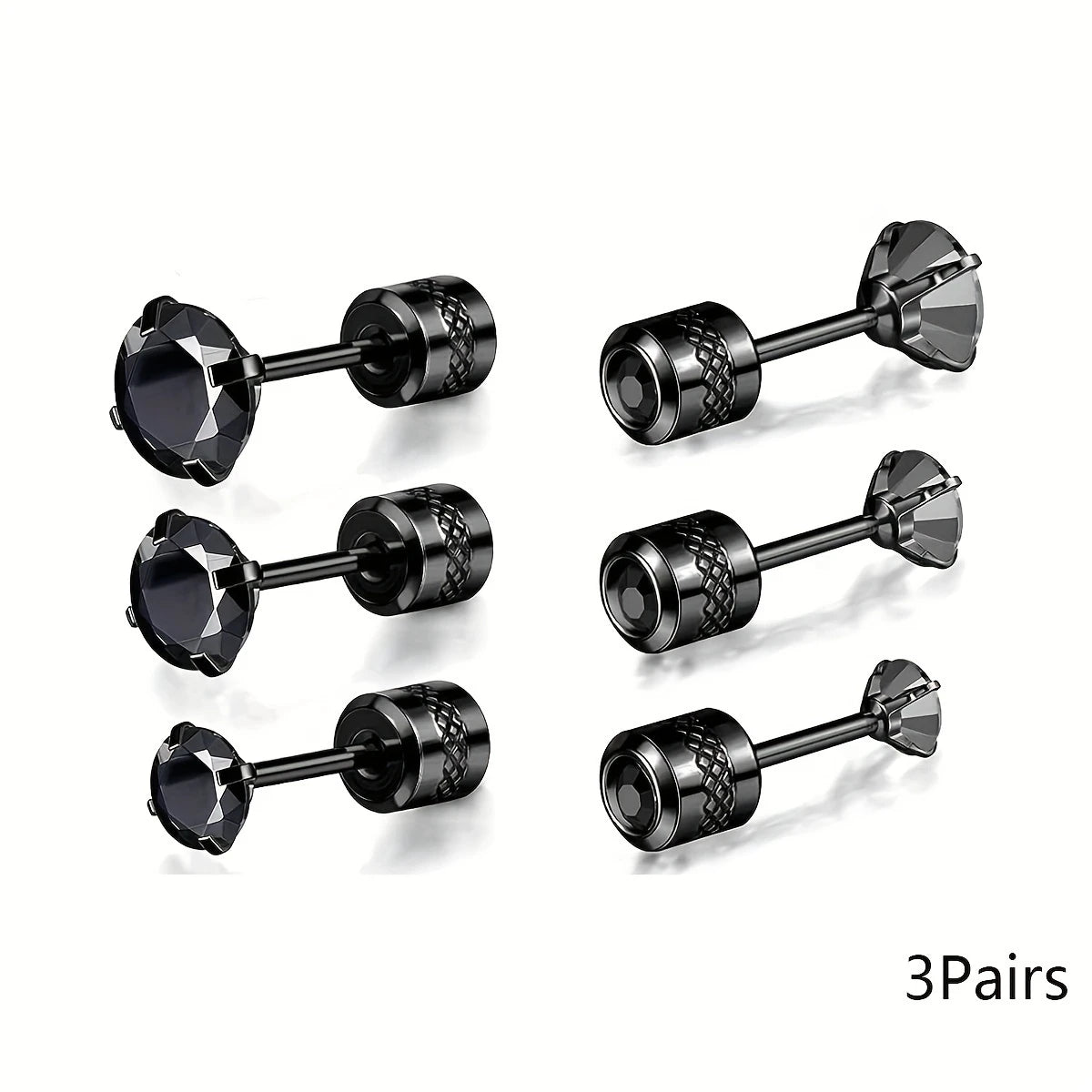 2er Set Edelstahl Ohrstecker mit kubischen Zirkonia Muster