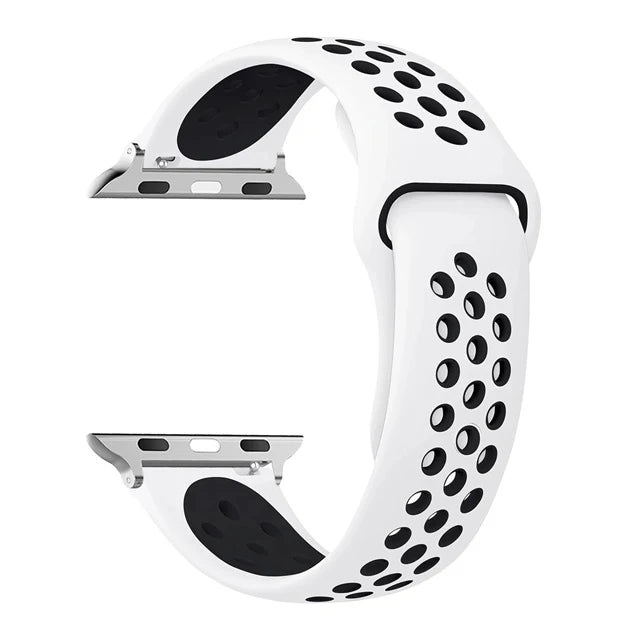 Atmungsaktives Silikon-Sportarmband kompatibel mit Smartwatch 38-49 mm