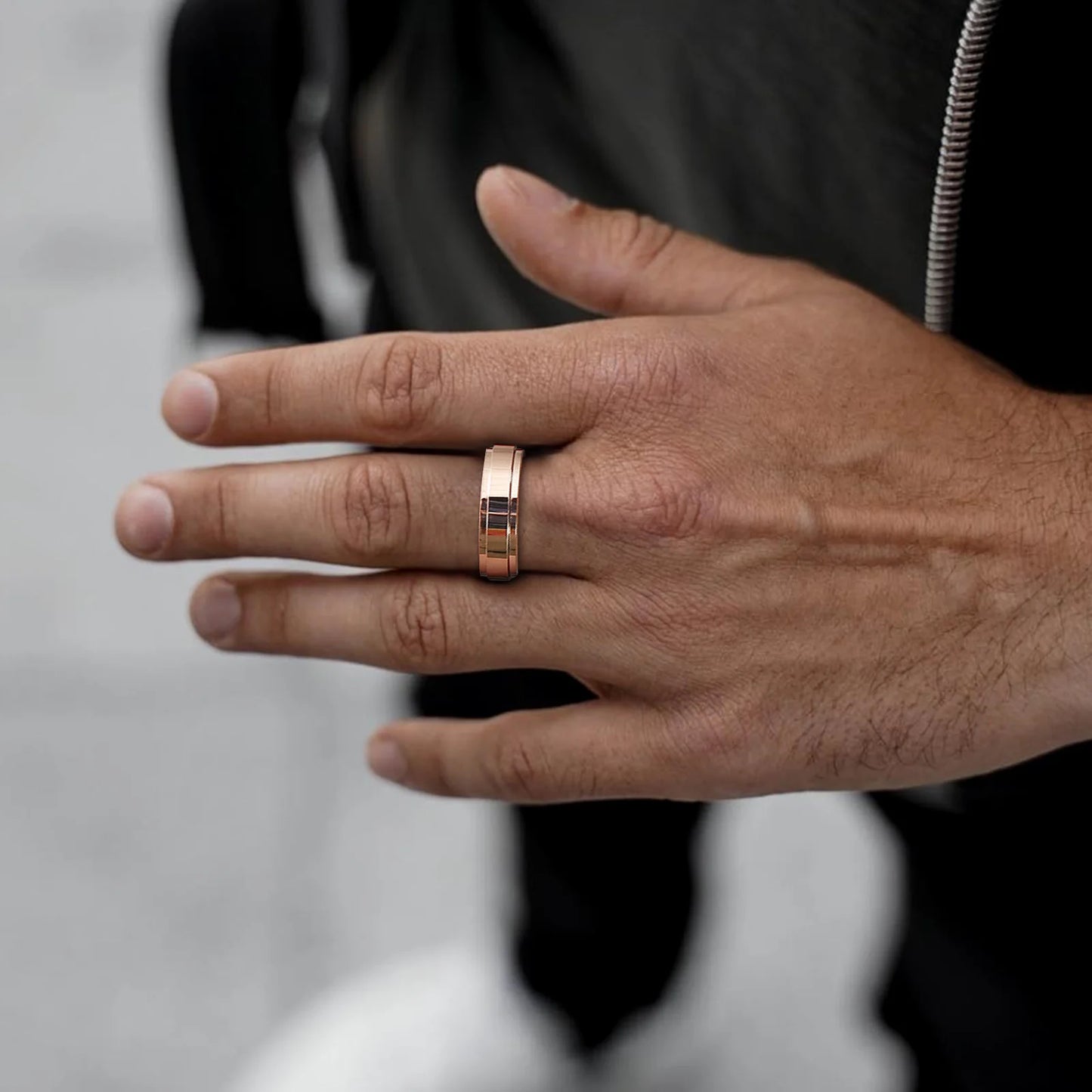 Edelstahl Spinner Zappelring für Männer Größe 5-12 in Gold Silber Rose