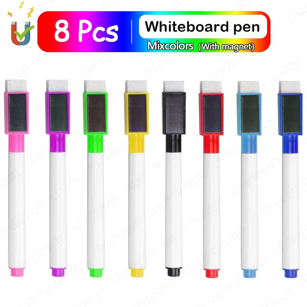 Magnetische Whiteboard-Stifte 4/8er Set – Löschbar, farbig - platzsparend