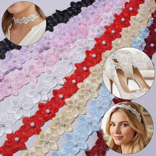 2 Yards Bestickte Perlen DIY Spitze Band Trim 35mm Breite Fransen-Yabubest - Home & More