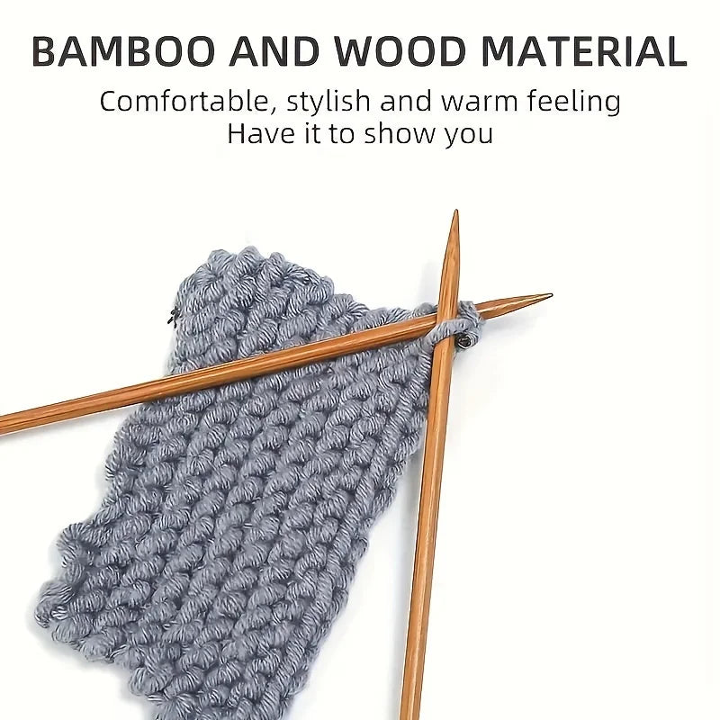 Bambus Rundstricknadelset glatte Spitzen 18 Größen Aufbewahrung