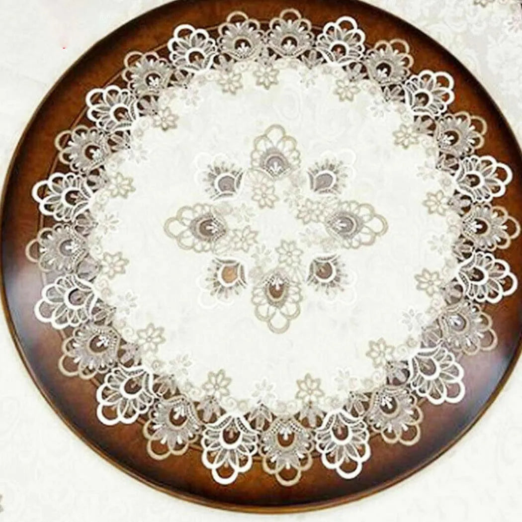 Runde Spitzen Tischdecke mit Blumenmuster – Staubschutz & Dekoration 4 Größen