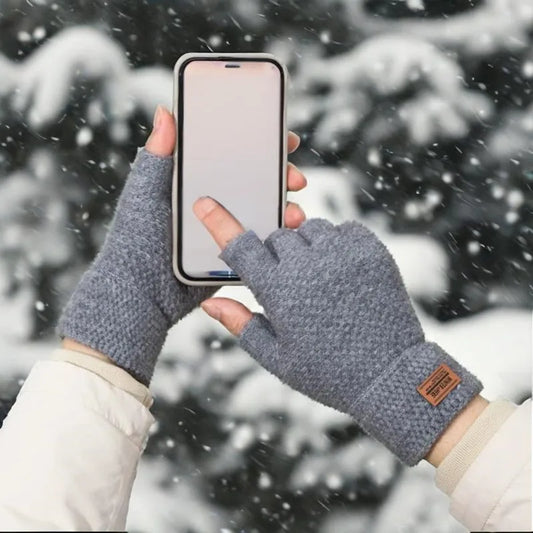 Wärmende Unisex Halbfinger Strickhandschuhe aus Wolle und Baumwolle