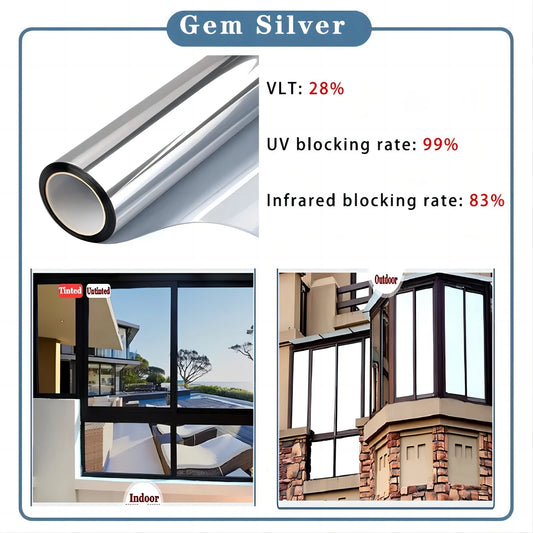 Einweg Sichtschutz Fensterfolie Silber – UV-Sonnenschutz, Selbstklebend Büro & Heim
