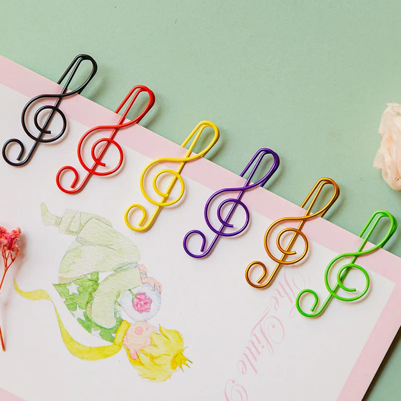 20 niedliche Musik-Büroklammern aus Metall – kawaii Stil für Büro - Schule