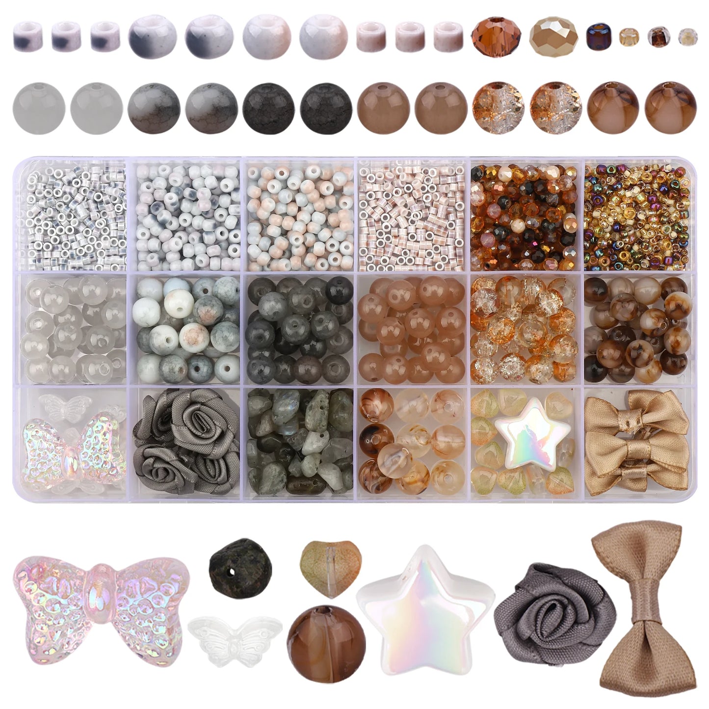 Glasperlen Herzform DIY Schmuck Set für Armband Ohrring Halskette