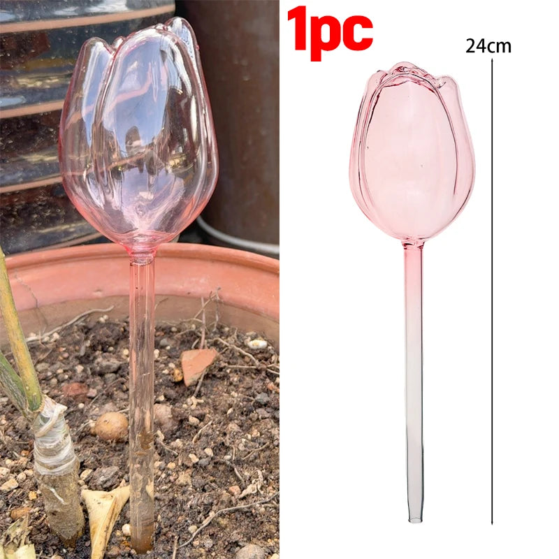 Automatische Tropfbewässerung: Rosa Borosilikatglas-Bewässerungsbälle, 1-6 Stk