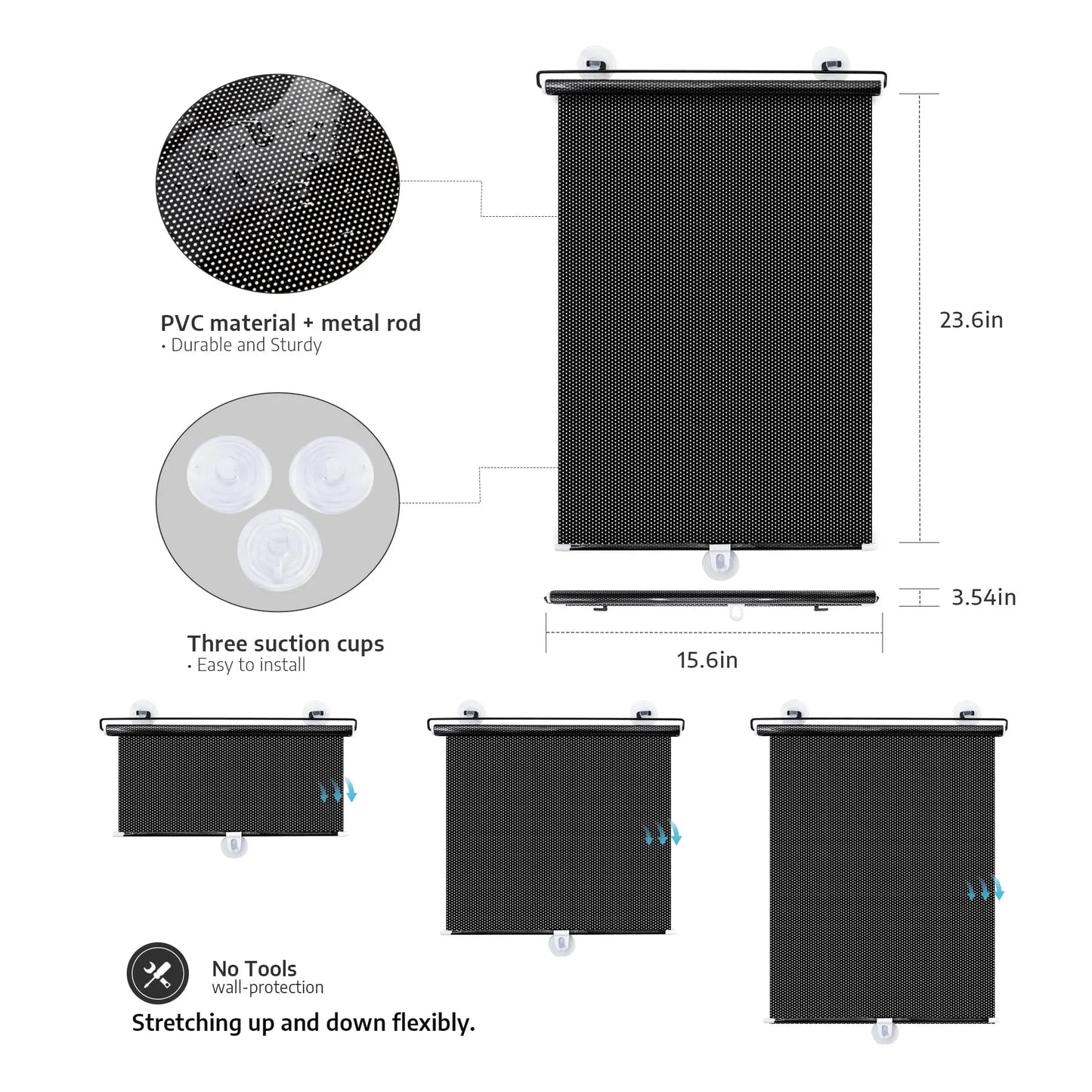 Rollos Heimjalousien Fenster Verdunkelung Sonnenschutz nagelfrei Auto Schlafzimmer