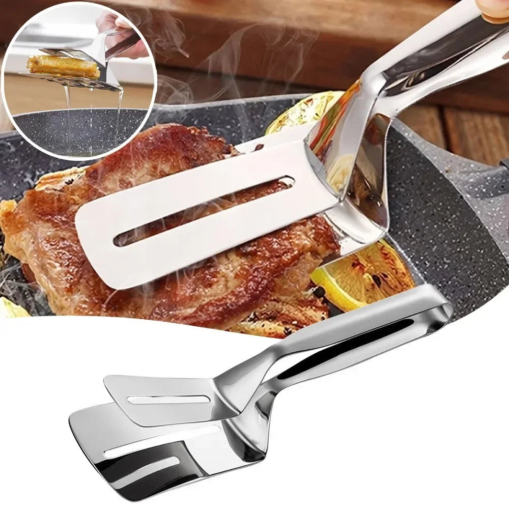 Multifunktionale Edelstahl-Lebensmittelzange für BBQ, Brot - Braten sicher greifen