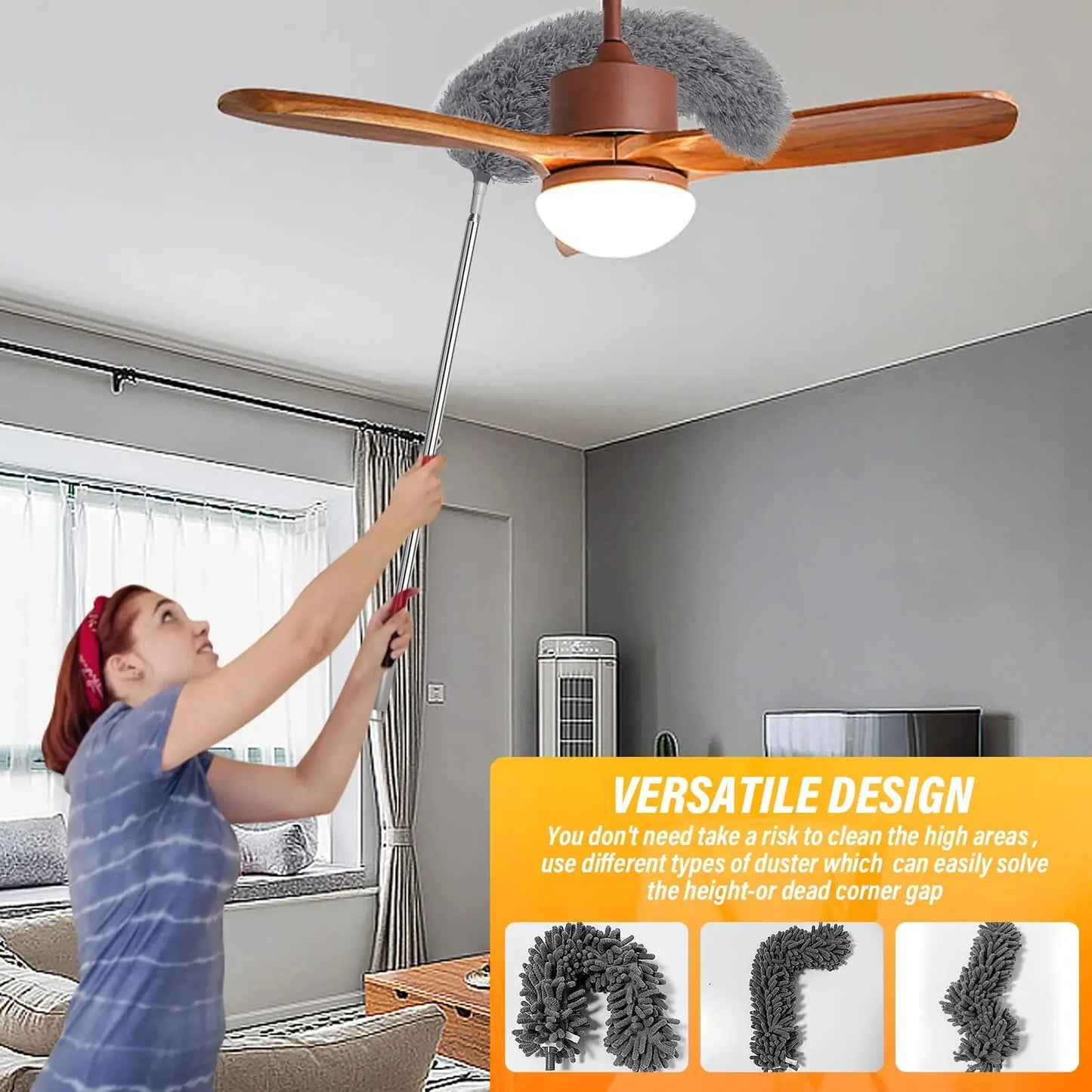 Mikrofaser Staubtuch mit ausziehbarem langen Stiel für Reinigung Zuhause