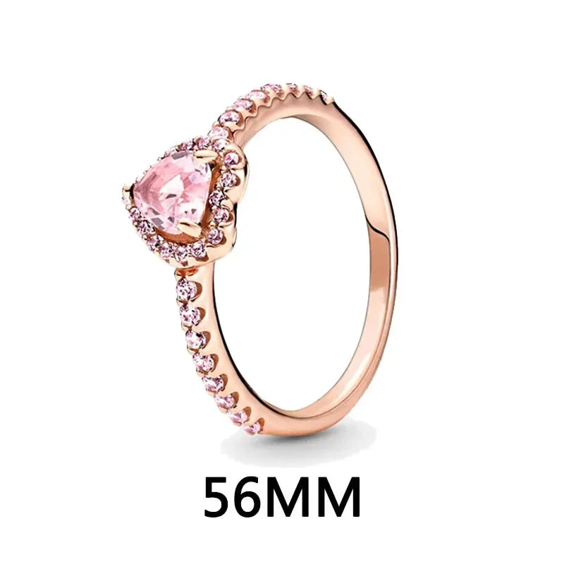 Funkelndes Schmuckset 925er Sterlingsilber Herz Ring Halskette Ohrringe