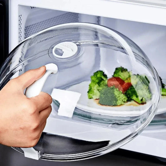 Hitzebeständiger Mikrowellen-Spritzschutz transparent mit Dampfaustritt - Griff