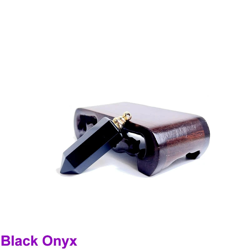 Unregelmäßige Naturstein Parfümflasche Anhänger – Amethyst Tigerauge Öl Diffusor