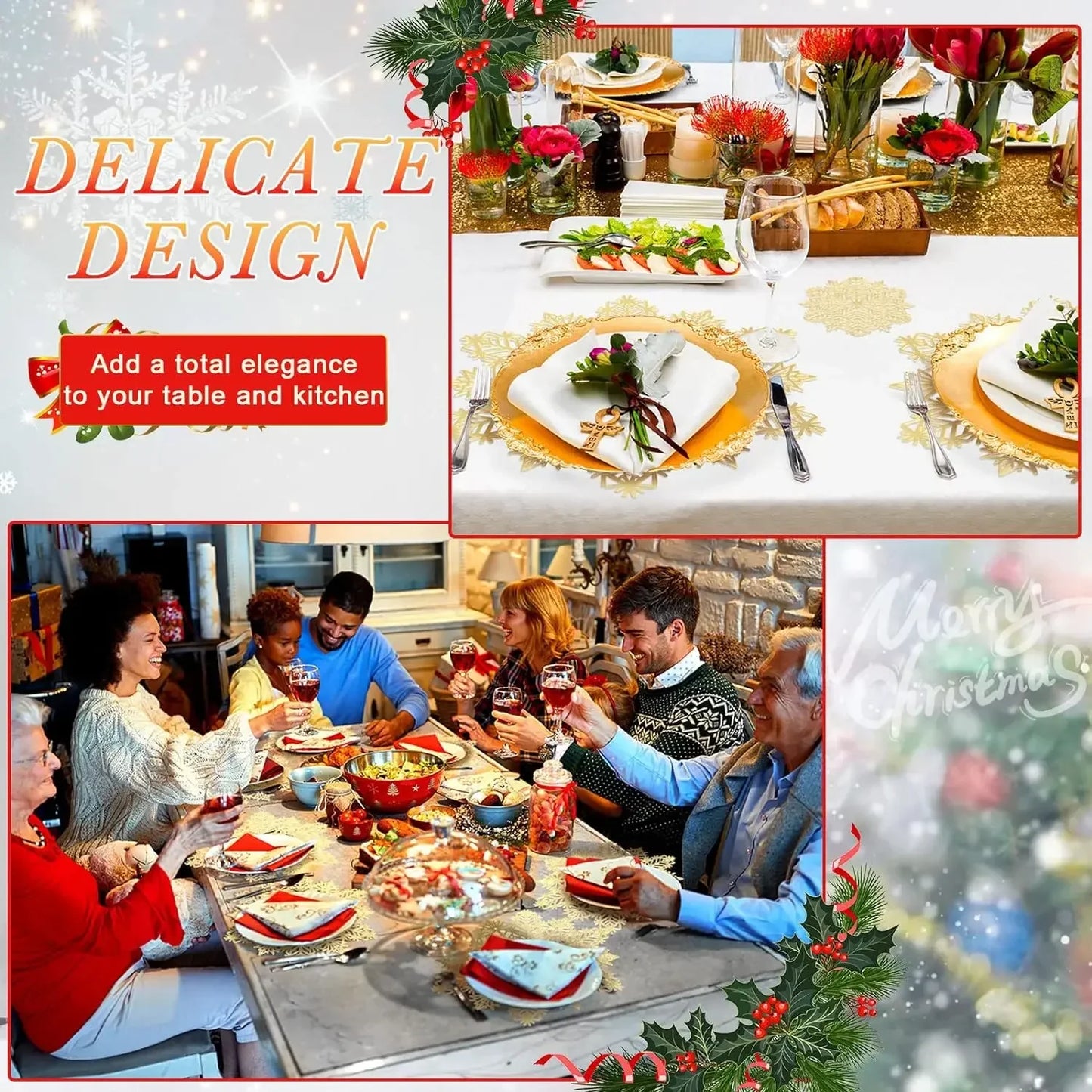 Weihnachts Tischset und Untersetzer aus umweltfreundlichem Kunststoff